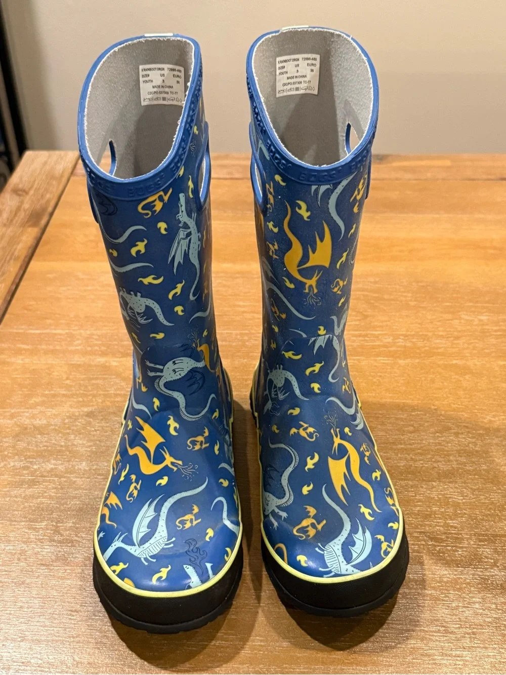 Bogs Kids Dragons Rain Boots Waterproof Rubber Blue Sz 3